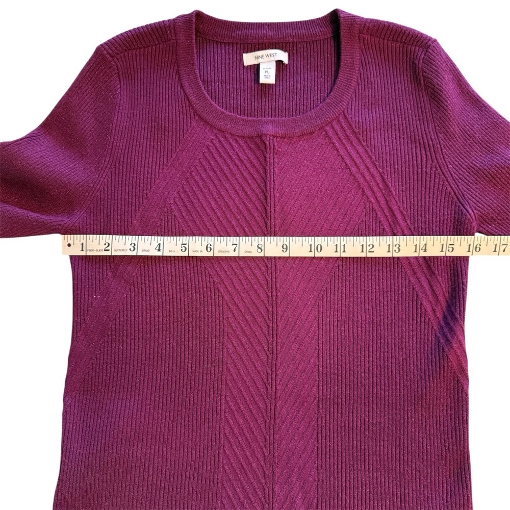 Nine West Women’s Magenta Ribbed Metallic Blend Sweater Pull Over Petite Large - Picture 6 of 7